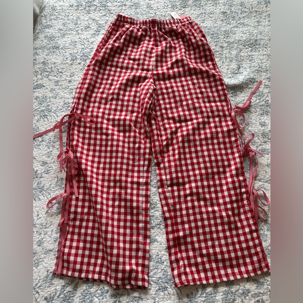 Shein wide leg open side with tie pants